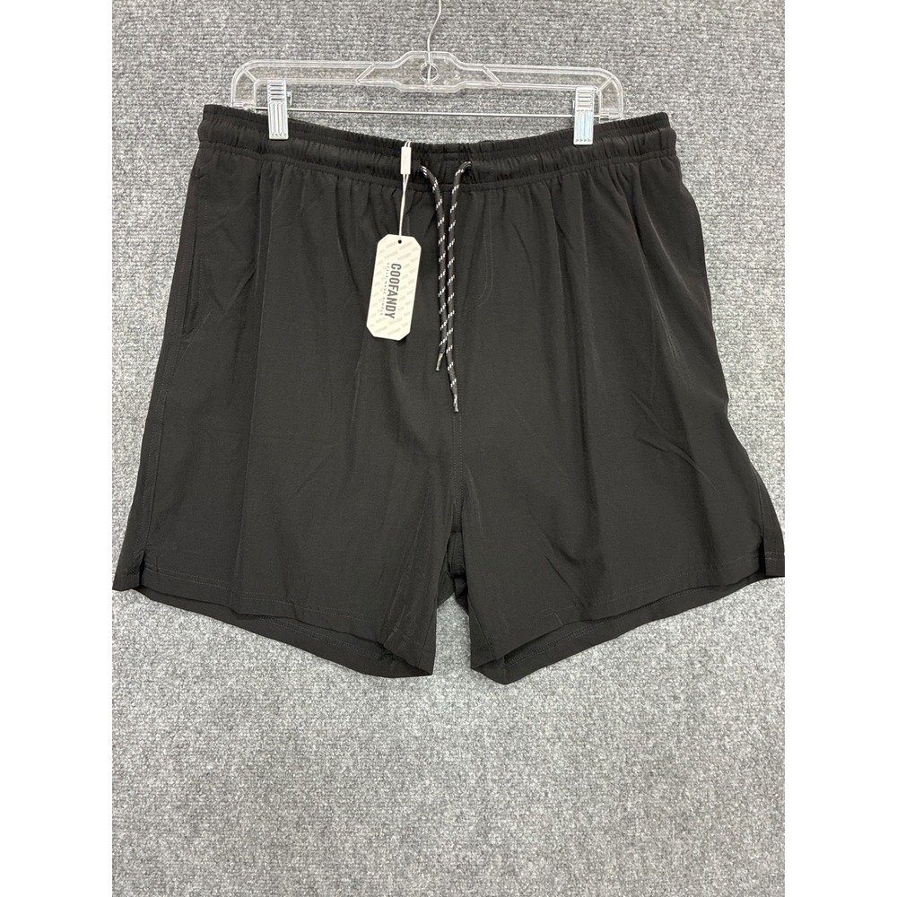 Coofandy Mens Athletic Gym Shorts Black XL Mesh Lining Running Workout New